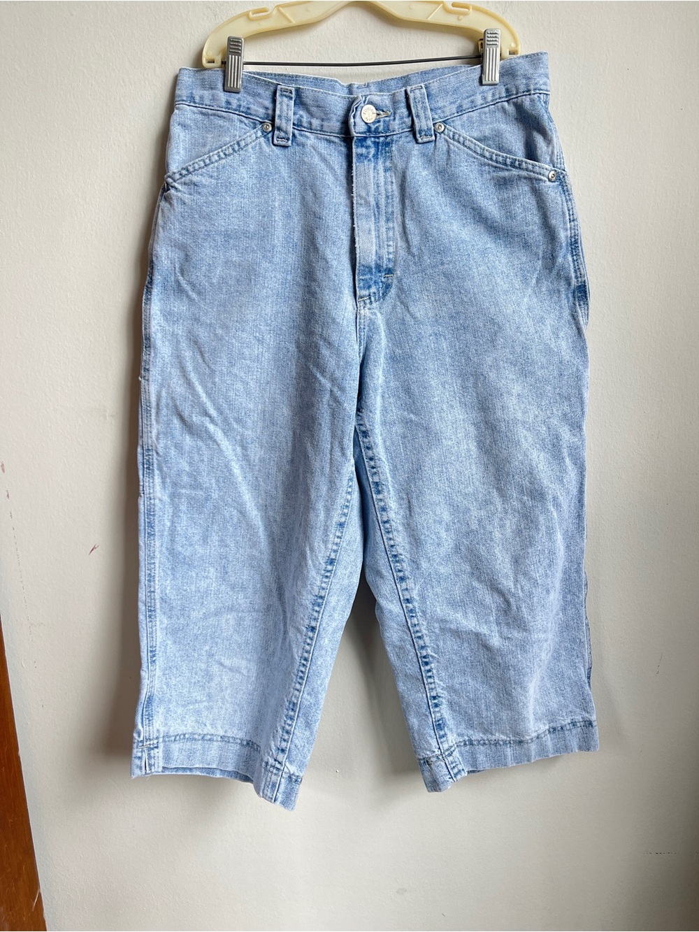 Vintage Y2K Riveted by Lee Baggy Carpenter Light-Wash Denim Capris